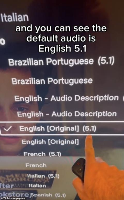 The TikToker explained that all you need to do is change the default audio setting from English [Original] (5.1) to English [Original] 