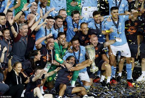 Kyle Walker lifted the trophy after the dramatic finale in Athens, with City clinching their first piece of silverware this year