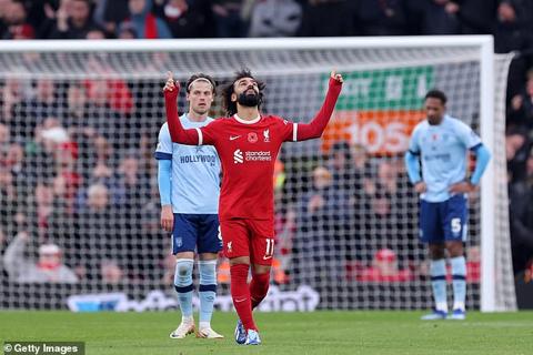 The Egyptian continued his remarkable run of goal contributions playing at home for Liverpool