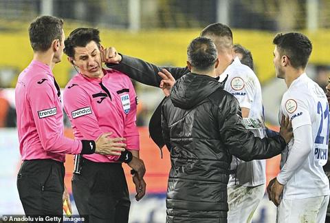 Turkish football descended into chaos on Monday night after MKE Ankaragucu president Faruk Koca launched the vicious attack on referee Halil Umut Meler following a 1-1 draw