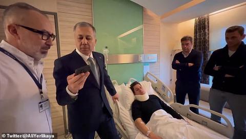 Turkish president Recep Tayyip Erdogan visited the stricken referee in hospital on Tuesday