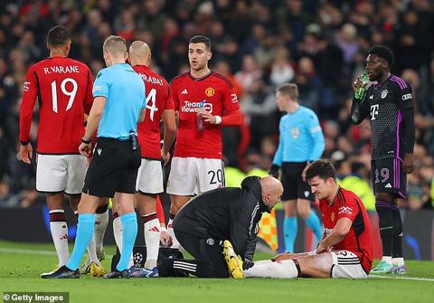 England defender Harry Maguire limped off injured with a groin injury in the first half