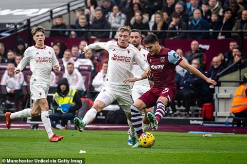 Rasmus Hojlund s agonising wait for a first Premier League goal continued against the Hammers