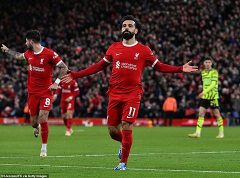 Liverpool s Egyptian winger scored his 12th goal of the Premier League season to earn his side a draw at Anfield
