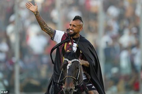 He paraded around the ground on horseback, waving to the fans in the crowd that had come to witness his return