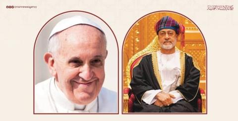 جلالة السلطان المعظم يهنئ قداسة البابا فرنسيس